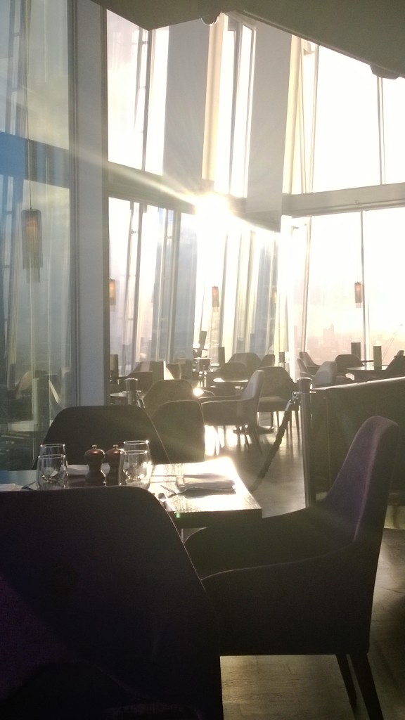 Dawn's early light bathes the atrium at aqua shard