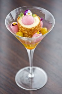 Gooseberry & rhubarb fool at aqua shard