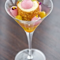 Gooseberry & rhubarb fool at aqua shard