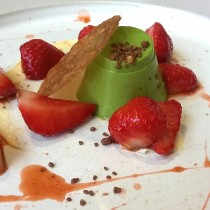 Basil custard, strawberries & clotted cream