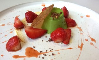 Basil custard, strawberries & clotted cream