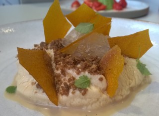 Maple cream, oatmeal crumb, carrot puree, iced lemon thyme